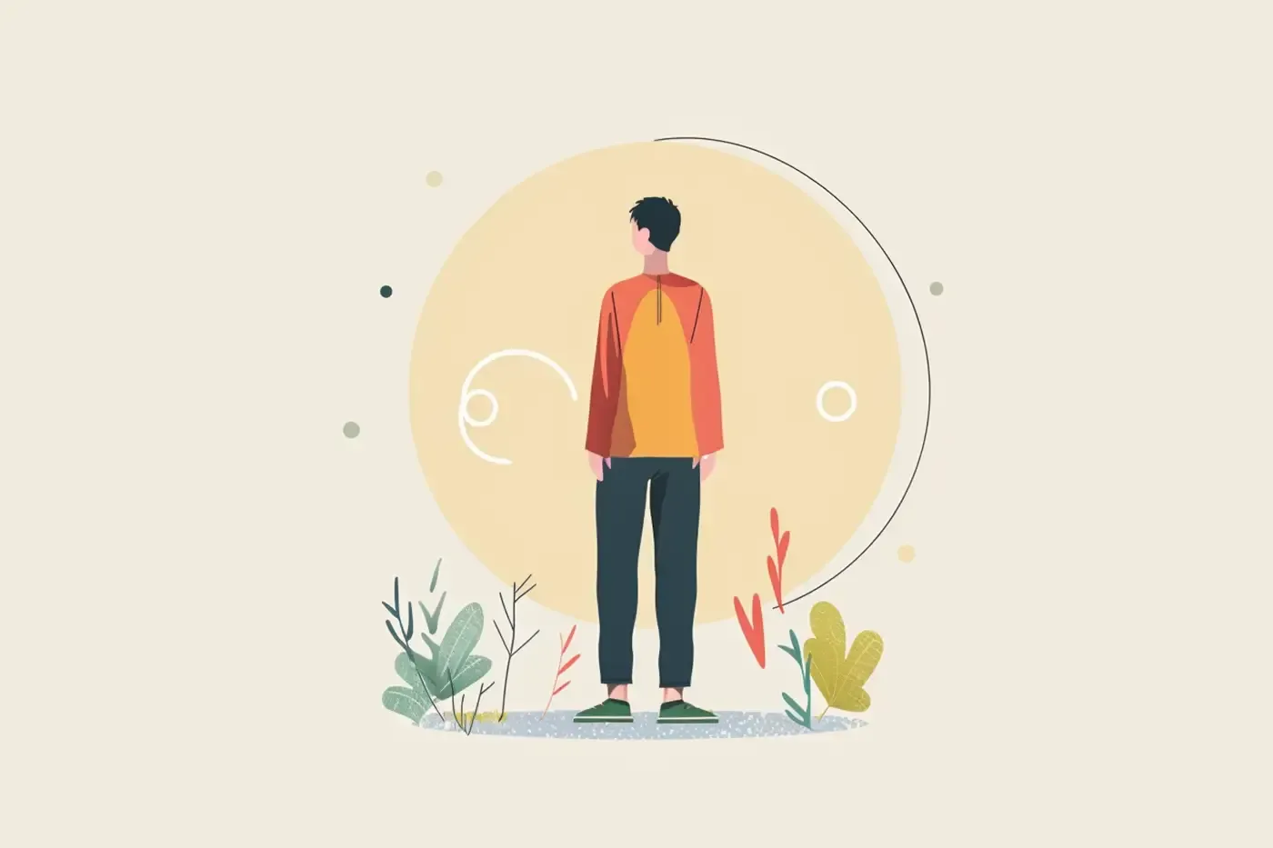 Illustration of a person with boundaries around them